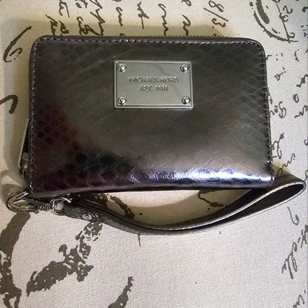 Michael Kors Metallic Python Zip Around Medium Wa… - image 1